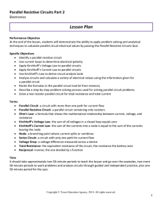 Lesson Plan Parallel Resistive Circuits Part 2  Electronics