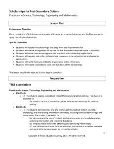 Scholarships for Post-Secondary Options  Practicum in Science, Technology, Engineering and Mathematics