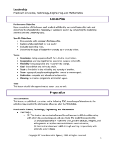 Leadership Lesson Plan Practicum in Science, Technology, Engineering, and Mathematics