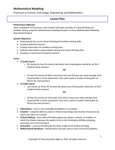 Mathematical Modeling Lesson Plan Practicum in Science, Technology, Engineering, and Mathematics