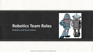 Robotics Team Roles Robotics and Automation 1