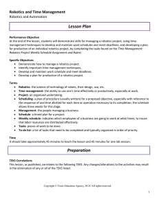 Lesson Plan Robotics and Time Management  Robotics and Automation