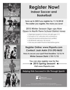 Register Now! Indoor Soccer and Basketball 2015 Winter Season Sign-ups Now