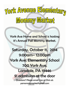 Saturday, October 11,  2014 9:00am– 12:00pm York Ave. Elementary School