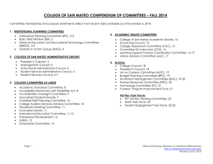 COLLEGE OF SAN MATEO COMPENDIUM OF COMMITTEES – FALL 2014