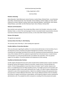 Institutional planning Committee Friday, September 6, 2013 Summary Notes