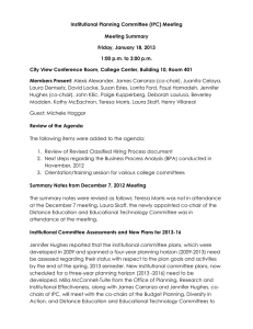 Institutional Planning Committee (IPC) Meeting Meeting Summary Friday, January 18, 2013