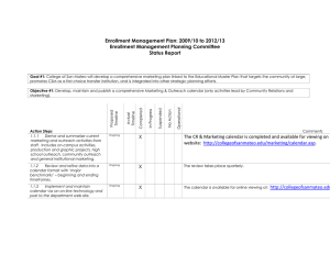 Enrollment Management Plan: 2009/10 to 2012/13 Enrollment Management Planning Committee Status Report