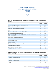 CSM Online Students: A Survey of Students Who Withdraw Fall 2014