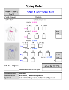 Spring Order NASH T-Shirt Order Form ADULT $15.00