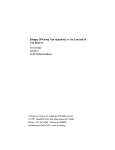 Energy Efficiency Tax Incentives in the Context of Tax Reform
