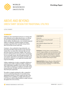 AbOvE ANd bEyONd: GREEN tARIff dEsIGN fOR tRAdItIONAl utIlItIEs CONtENts Summary