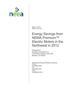 Energy Savings from NEMA Premium™ Electric Motors in the Northwest in 2012