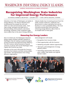 Recognizing Washington State Industries for Improved Energy Performance