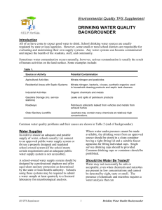 DRINKING WATER QUALITY BACKGROUNDER Environmental Quality TFS Supplement Introduction
