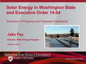 Solar Energy in Washington State and Executive Order 14-04  Jake Fey