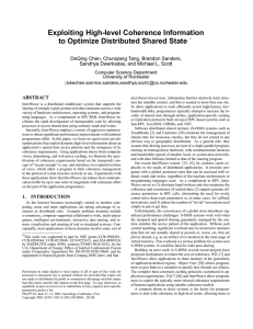 Exploiting High-level Coherence Information to Optimize Distributed Shared State