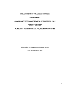 DEPARTMENT OF FINANCIAL SERVICES FINAL REPORT “GROUP 1 RULES”