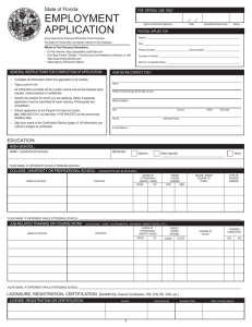 EMPLOYMENT APPLICATION State	of	Florida