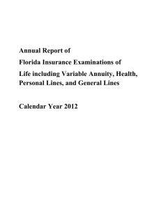 Annual Report of Florida Insurance Examinations of Life including Variable Annuity, Health,