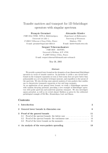 Transfer matrices and transport for 1D Schr¨odinger operators with singular spectrum