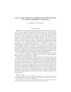 THE INVERSE RESONANCE PROBLEM FOR PERTURBATIONS OF ALGEBRO-GEOMETRIC POTENTIALS 1. Introduction q