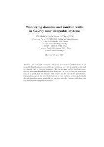 Wandering domains and random walks in Gevrey near-integrable systems