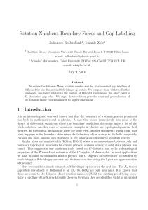 Rotation Numbers, Boundary Forces and Gap Labelling Johannes Kellendonk , Ioannis Zois