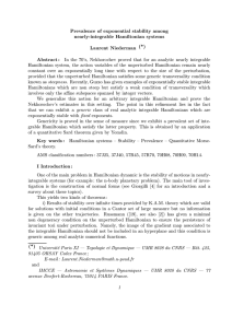 Prevalence of exponential stability among nearly-integrable Hamiltonian systems Laurent Niederman (*) Abstract :