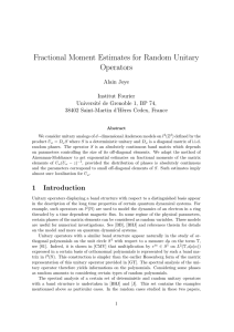Fractional Moment Estimates for Random Unitary Operators Alain Joye Institut Fourier