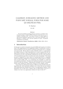 GALERKIN AVERAGING METHOD AND POINCAR´ E NORMAL FORM FOR SOME QUASILINEAR PDEs