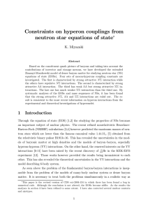 Constraints on hyperon couplings from neutron star equations of state ¤ K. Miyazaki