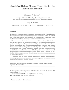Quasi-Equilibrium Closure Hierarchies for the Boltzmann Equation Alexander N. Gorban ∗