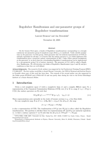 Bogoliubov Hamiltonians and one-parameter groups of Bogoliubov transformations Laurent Bruneau and Jan Derezi´