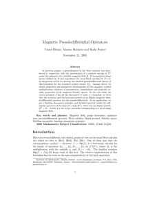 Magnetic Pseudodifferential Operators Viorel Iftimie, Marius M˘antoiu and Radu Purice