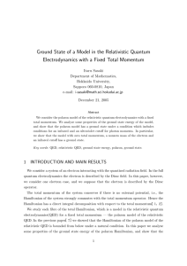 Ground State of a Model in the Relativistic Quantum