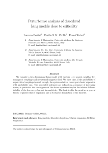 Perturbative analysis of disordered Ising models close to criticality Lorenzo Bertini