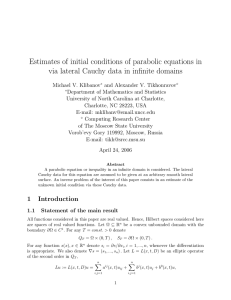 Estimates of initial conditions of parabolic equations in