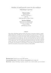 Stability of small periodic waves for the nonlinear Schr¨ odinger equation Thierry Gallay