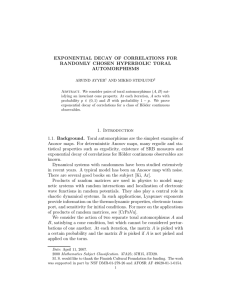 EXPONENTIAL DECAY OF CORRELATIONS FOR RANDOMLY CHOSEN HYPERBOLIC TORAL AUTOMORPHISMS