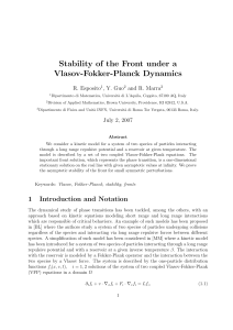 Stability of the Front under a Vlasov-Fokker-Planck Dynamics R. Esposito , Y. Guo