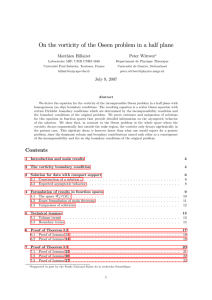 On the vorticity of the Oseen problem in a half... Matthieu Hillairet Peter Wittwer