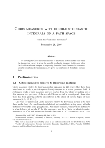 Gibbs measures with double stochastic integrals on a path space