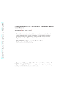 General Transformation Formulas for Fermi-Walker Coordinates n s