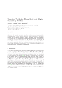 Transition Tori in the Planar Restricted Elliptic Three Body Problem nski