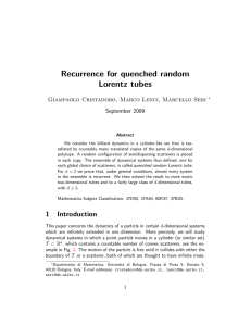 Recurrence for quenched random Lorentz tubes Giampaolo Cristadoro, Marco Lenci, Marcello Seri