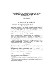 LOWER BOUNDS ON THE EIGENVALUE SUMS OF THE SCHR &uml; CONSERVATION LAW