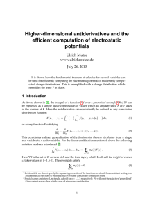 Higher-dimensional antiderivatives and the efficient computation of electrostatic potentials Ulrich Mutze