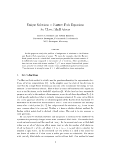 Unique Solutions to Hartree-Fock Equations for Closed Shell Atoms