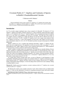 C -Algebras and Continuity of Spectra in Rieffel’s Pseudodifferential Calculus ∗